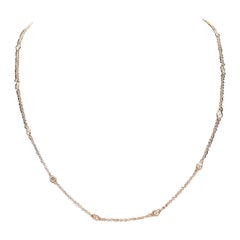 0.40 Carats 11 Stations Diamond by the Yard Necklace 14 Karat Rose Gold