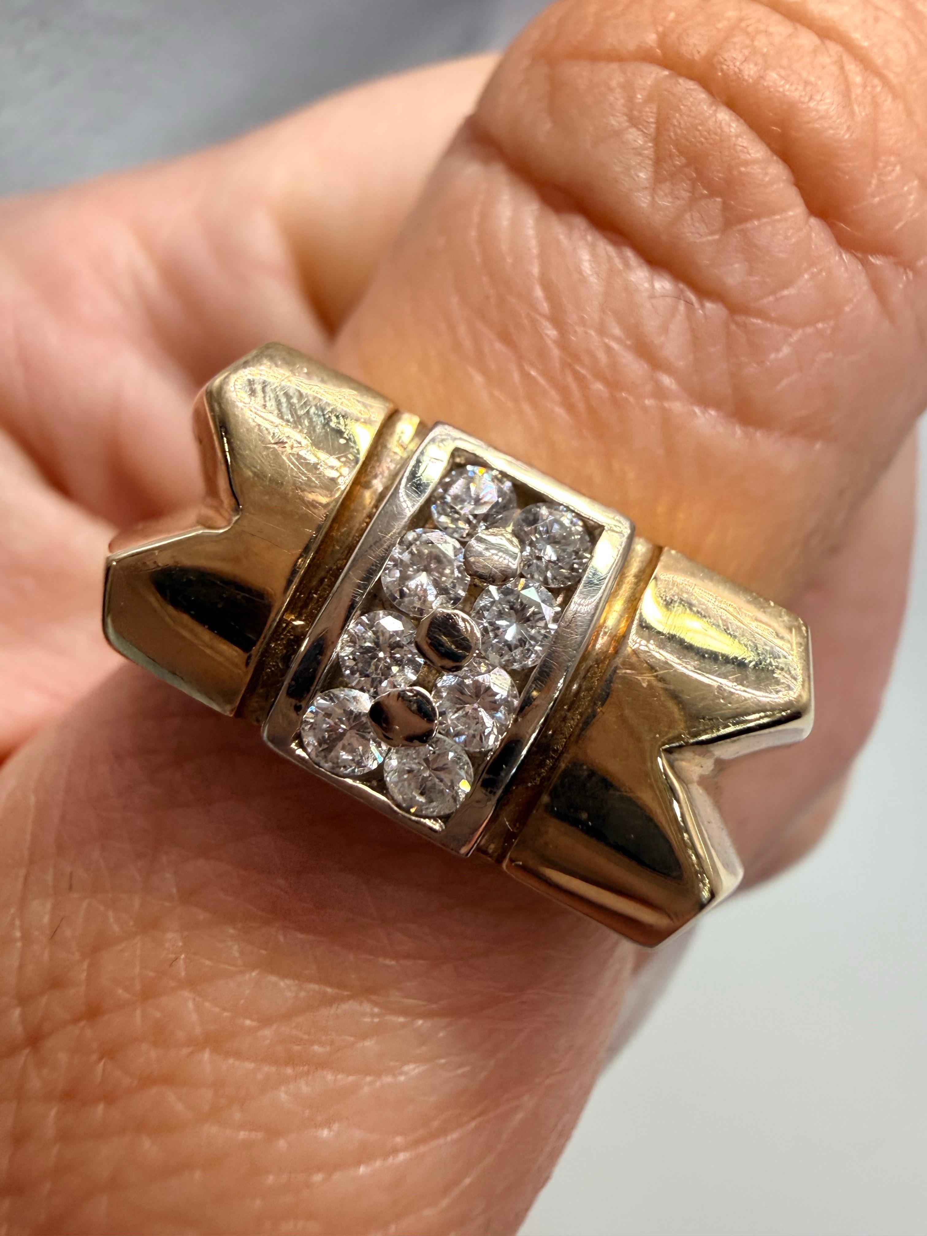 da uomo o donna Anello con diamante da 0,40 carati Anello da uomo in oro giallo 14KT in vendita