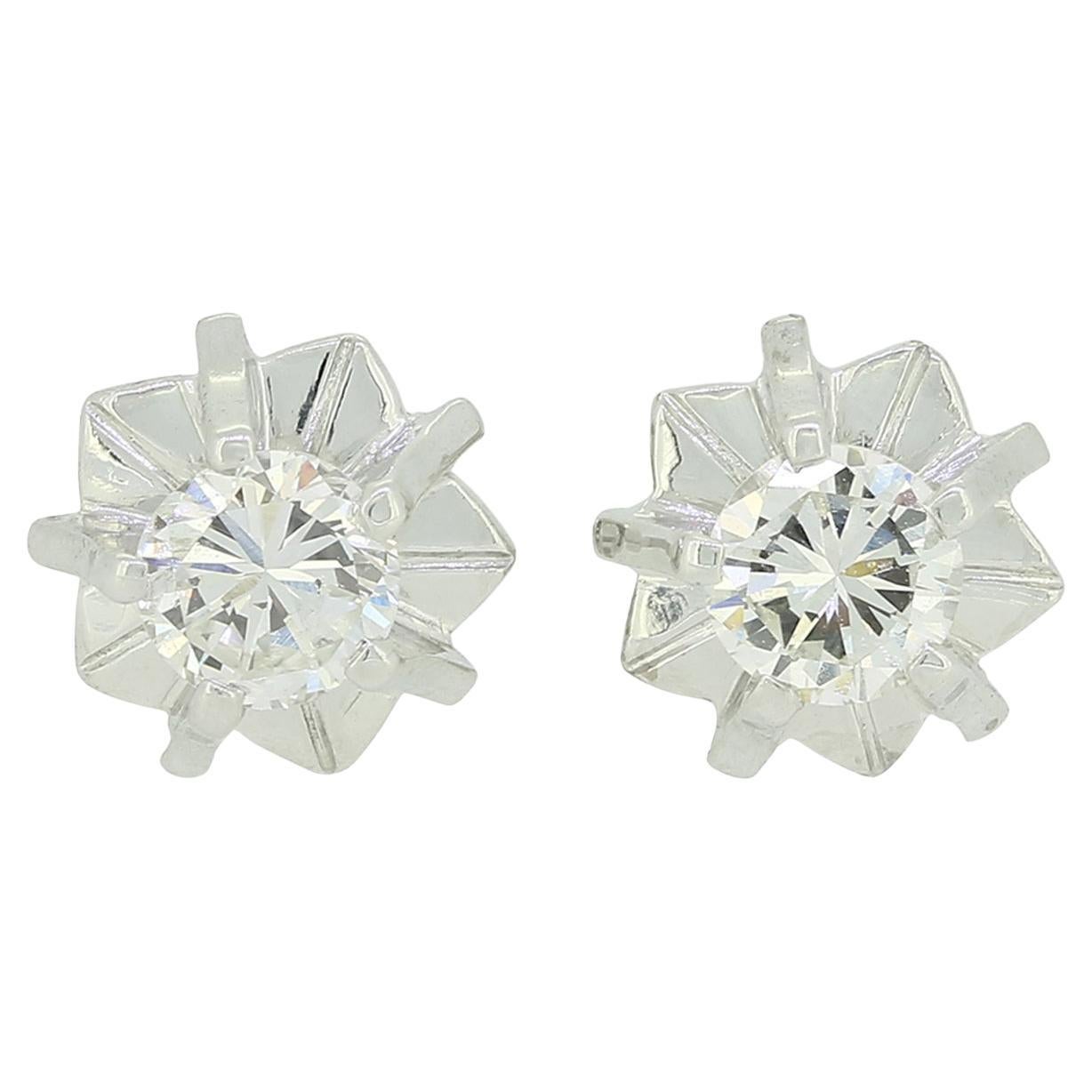 0.40 Carats Diamond Screw Back Stud Earrings