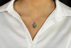 Roman Malakov 0.40 Carat Round Diamond Black Rhodium Hamsa Hand Pendant Necklace
