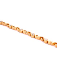0.40 Carat Bezel Set Round Diamond S-Shape 14 Karat Gold Bracelet