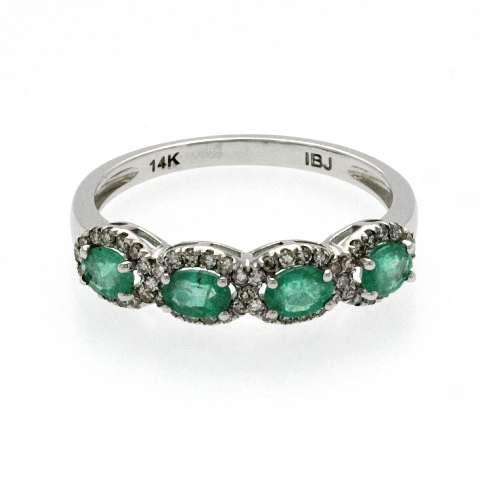 100% Authentic, 100% Customer Satisfaction

Height: 5 mm

Width: 1.8 mm

Size: 7

Metal:14K White Gold

Hallmarks: 14K

Total Weight: 2 Grams

Stone Type: 0.40 CT Natural Colombian Emerald & 0.24 CT Diamonds

Condition: New

Estimated Price: