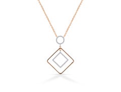 Collier géométrique en or 18K avec diamants carrés et ronds de 0,40 ct