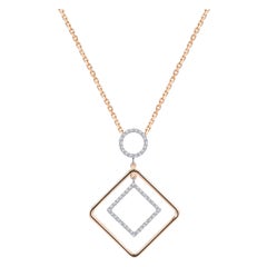 Collier géométrique en or 18 carats avec diamants carrés et ronds de 0,40 ct