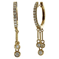 0.40 CT Natural Diamond 14K Yellow Gold Drop Earrings