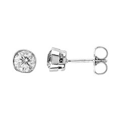 0.40 CT Natural Diamond Bezel Earrings G-H SI in 14K White Gold