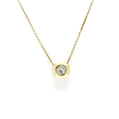 Solitär-Lünette-Anhänger aus 14 Karat Gelbgold mit 0,40 Karat natürlichen Diamanten Necklace18"
