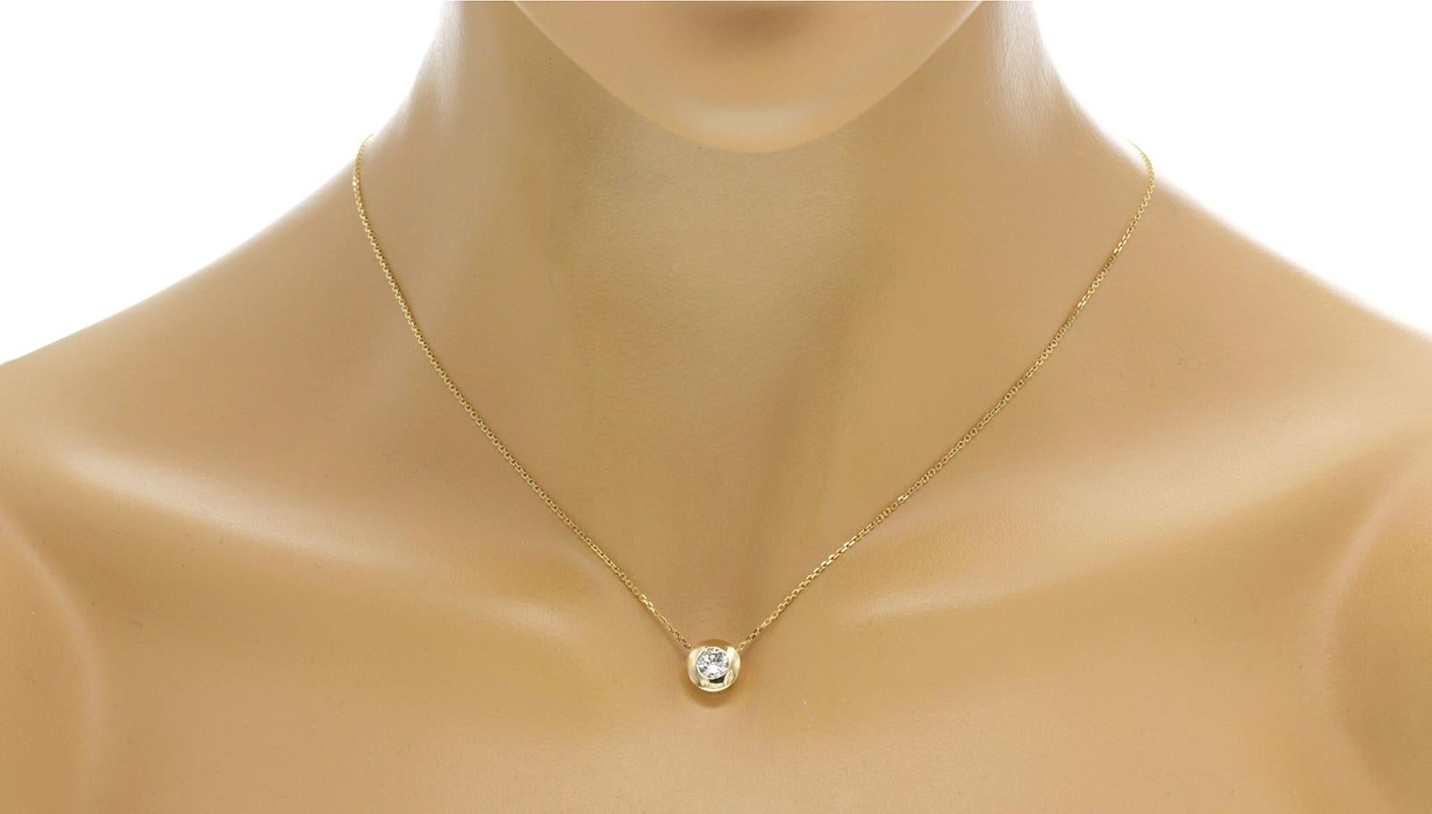 Round Cut 0.40 CT Natural Diamonds Solitaire bezel Pendant In 14K Yellow Gold  Necklace18