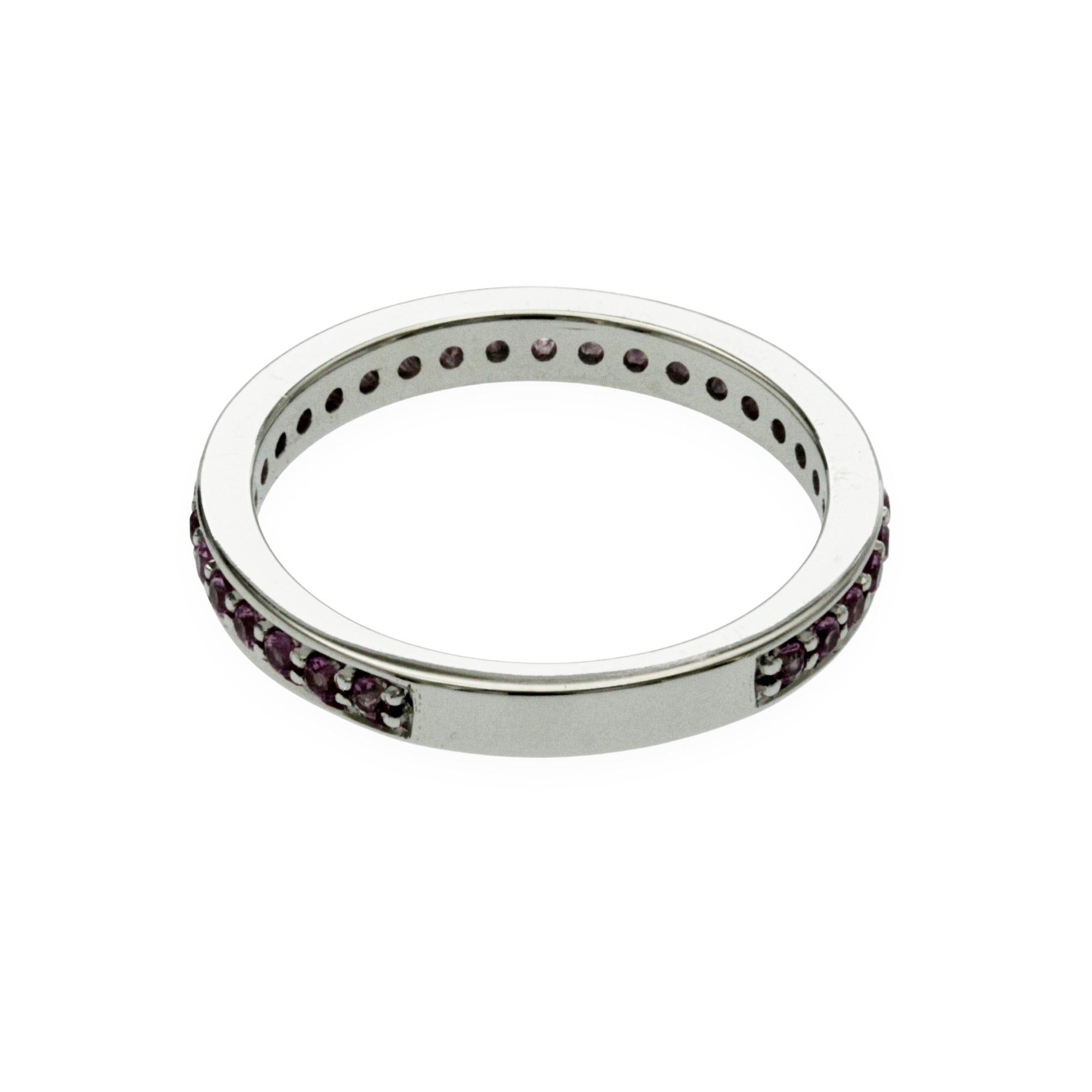 Femenino o masculino 0.40 CT Zafiro Rosa Natural14K Anillo de Oro Blanco en venta