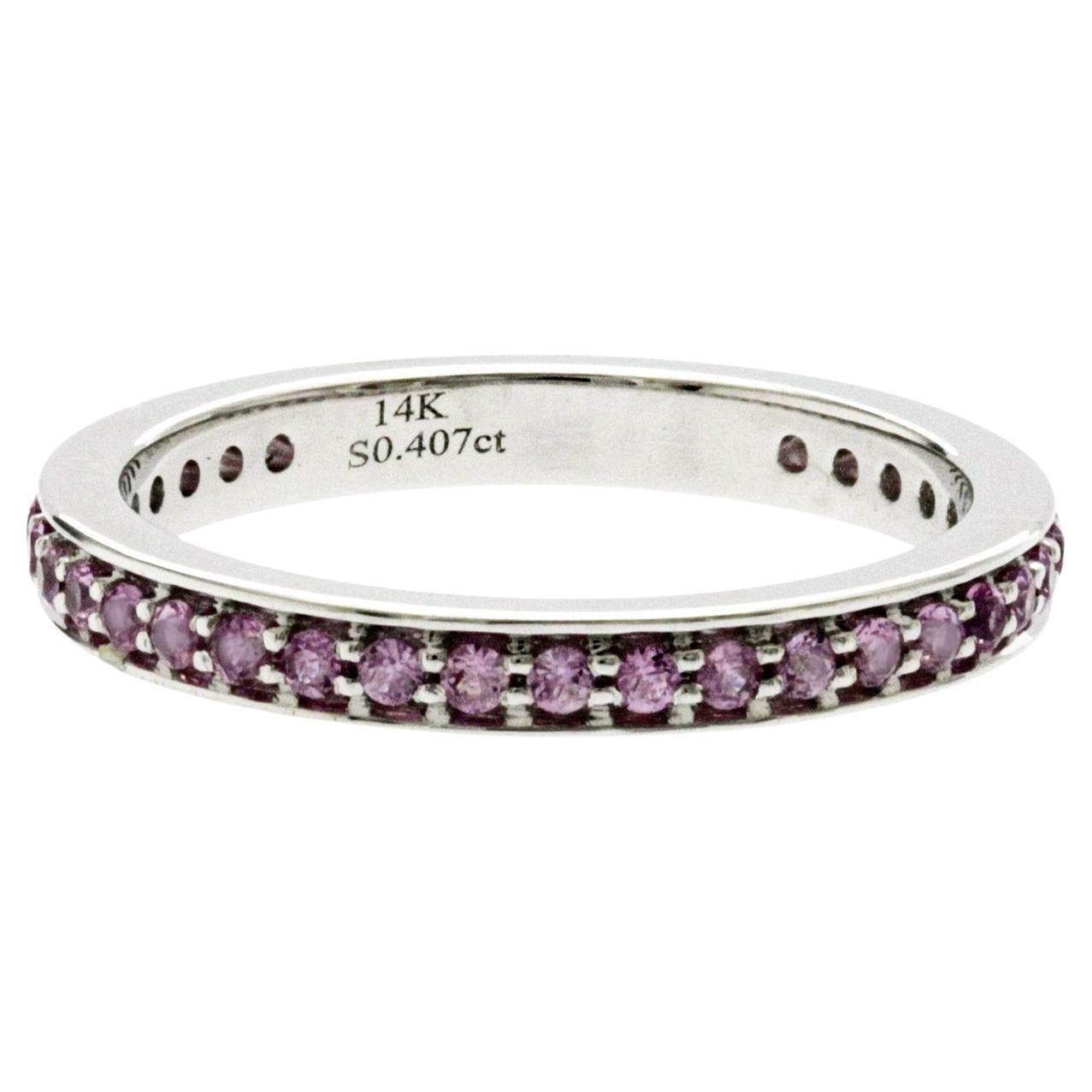 0.40 CT Zafiro Rosa Natural14K Anillo de Oro Blanco