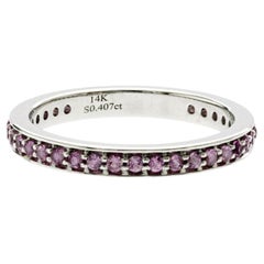 0.40 CT Natural Pink Sapphire14K White Gold Band Ring