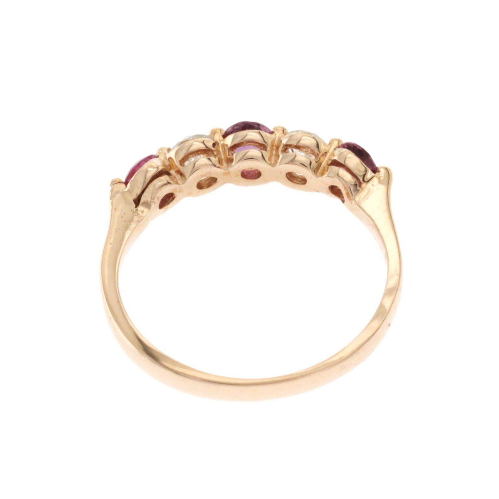 Women's 0.40 Ct Pink Sapphire & 0.30 Ct Diamonds In 14k Rose Gold Wedding Band Ring For Sale