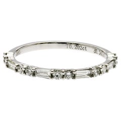 0.40 CT Round and Baguette Diamond 14K White Gold Wedding Band Ring Size 6.5