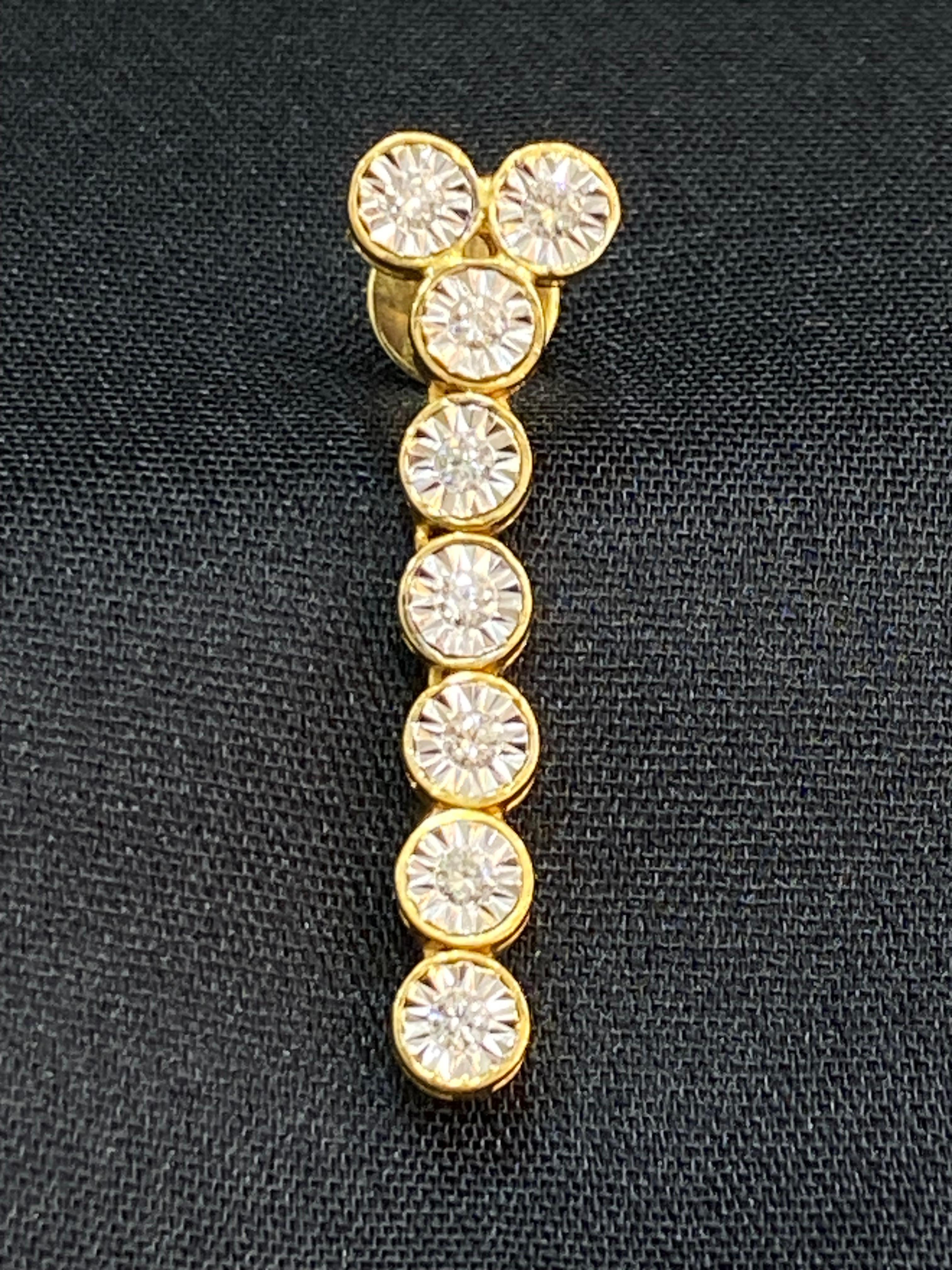 Round Cut 0.40 Cts F/VS1 Round Diamonds Illusion Setting Dangle Earrings 14K Yellow Gold For Sale