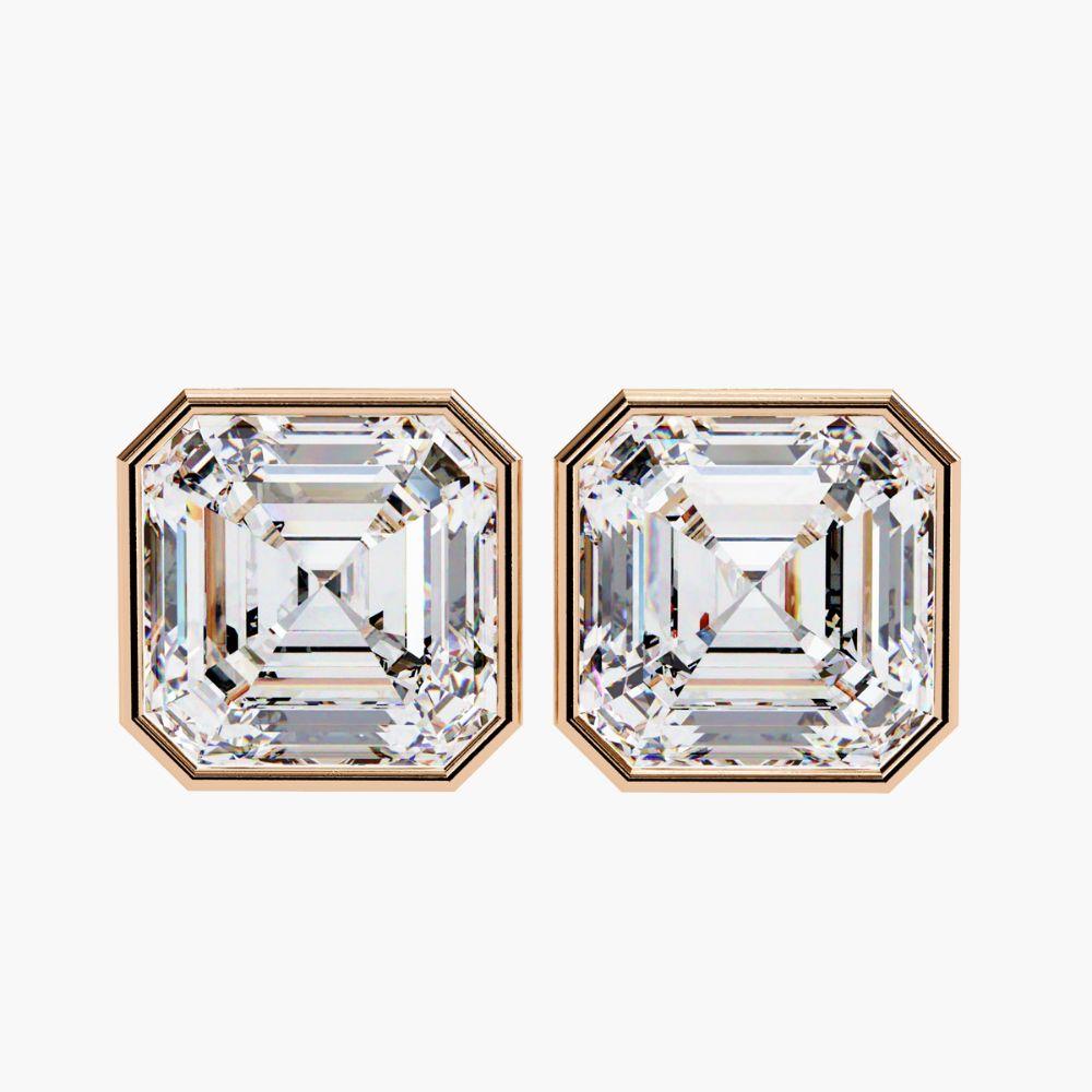 0.40 Ctw Asscher Cut Diamond Stud Earrings 14K Gold For Sale 7