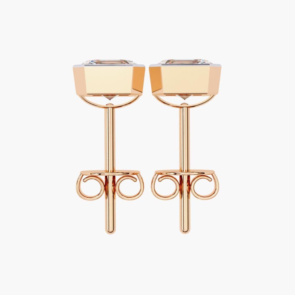 0.40 Ctw Asscher Cut Diamond Stud Earrings 14K Gold For Sale 8