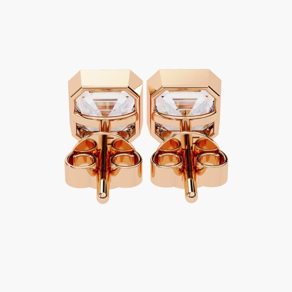0.40 Ctw Asscher Cut Diamond Stud Earrings 14K Gold For Sale 9