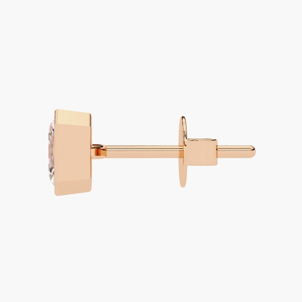 0.40 Ctw Asscher Cut Diamond Stud Earrings 14K Gold For Sale 10
