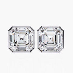 0.40 Ctw Asscher Cut Diamond Stud Earrings 14K Gold