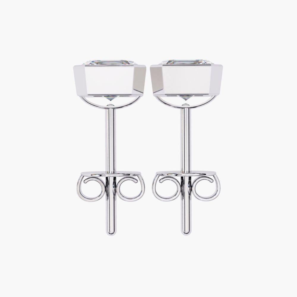 Contemporary 0.40 Ctw Asscher Cut Diamond Stud Earrings 14K Gold For Sale