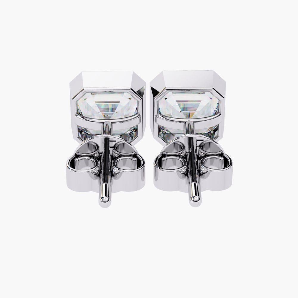 0.40 Ctw Asscher Cut Diamond Stud Earrings 14K Gold In New Condition For Sale In New York, NY
