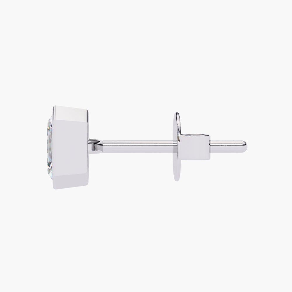Women's 0.40 Ctw Asscher Cut Diamond Stud Earrings 14K Gold For Sale