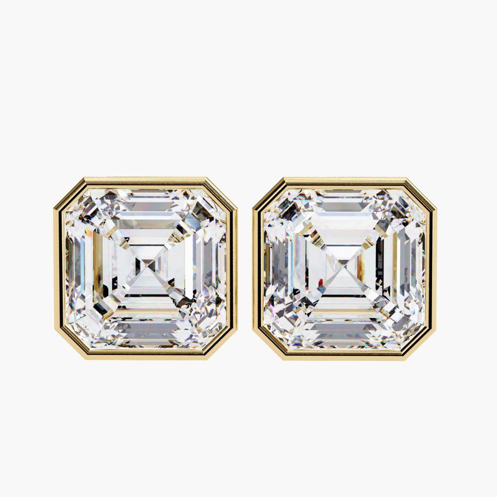 0.40 Ctw Asscher Cut Diamond Stud Earrings 14K Gold For Sale 2