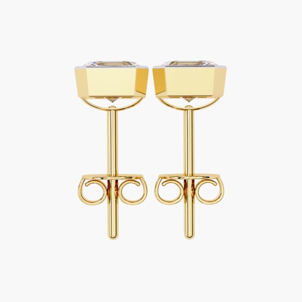 0.40 Ctw Asscher Cut Diamond Stud Earrings 14K Gold For Sale 3