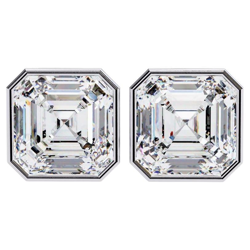 0.40 Ctw Asscher Cut Diamond Stud Earrings 14K Gold