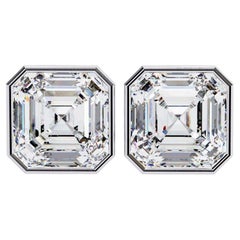 0.40 Ctw Asscher Cut Diamond Stud Earrings 14K Gold