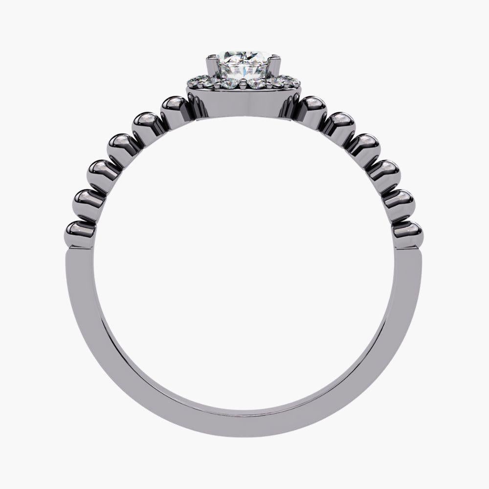 0.40 Ctw Oval Elegance Ring  Diamond Bead Band Halo 14K Gold For Sale 10