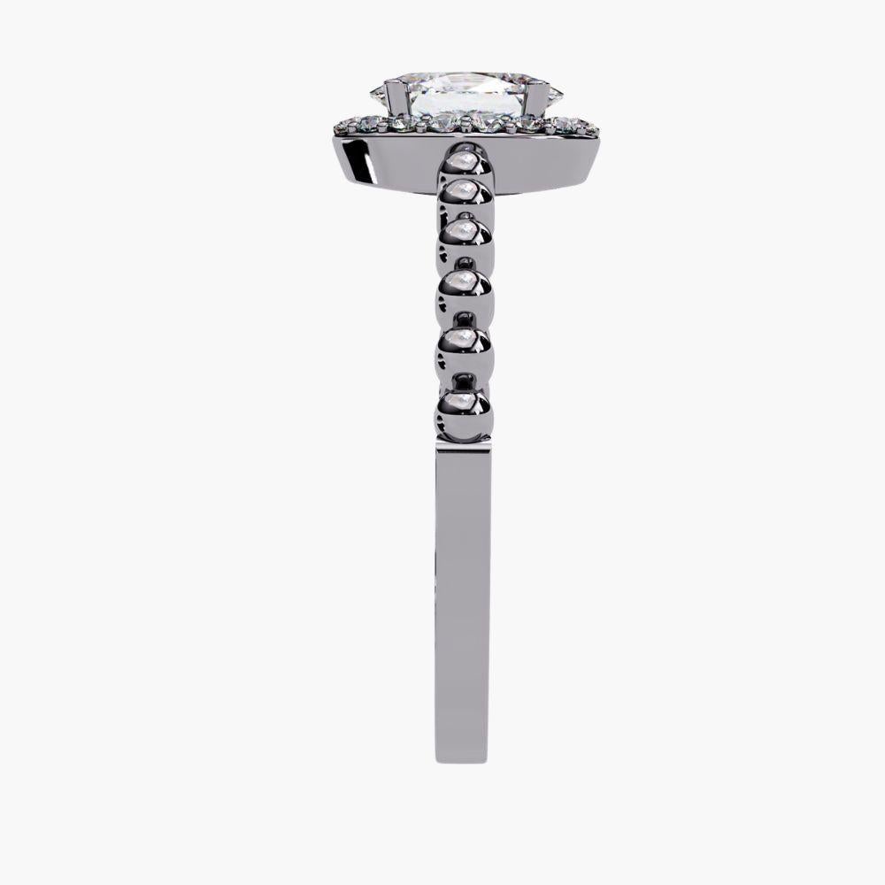 0.40 Ctw Oval Elegance Ring  Diamond Bead Band Halo 14K Gold For Sale 11