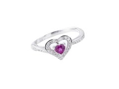 Sunita Nahata Ruby 0.40ct. and Diamond Heart Ring in 14Karat White Gold