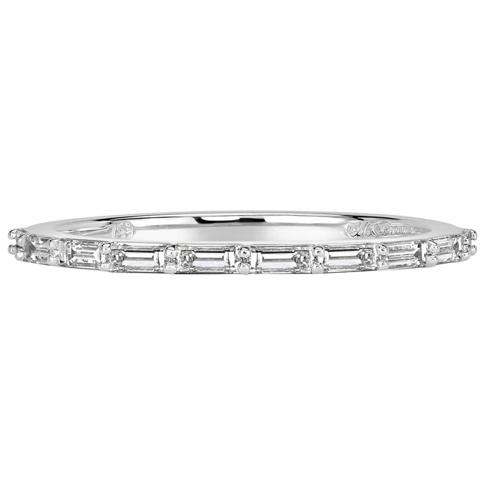 Jonc en or blanc 18k avec diamant taille baguette de 0,40ct en vente