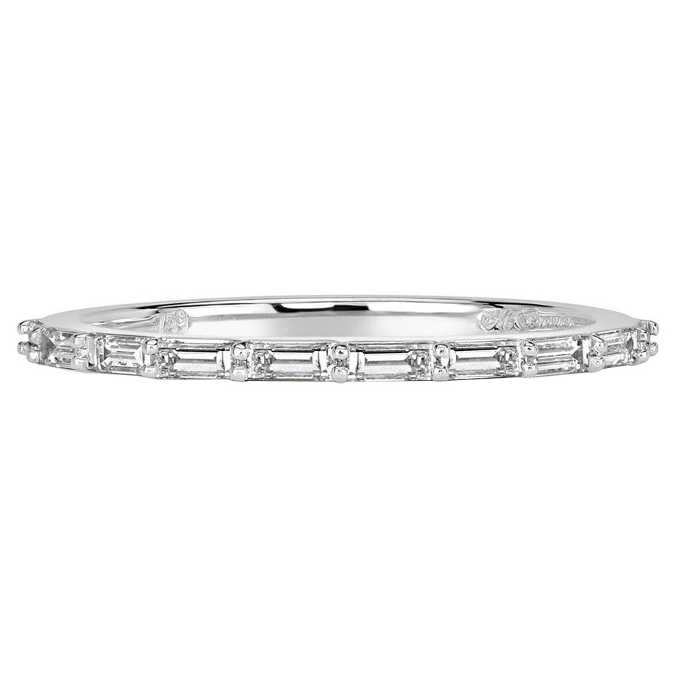 Jonc en platine avec diamant taille baguette de 0,40ct