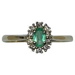 0.40ct Colombian Emerald Diamond Solitaire Engagement Ring 9ct Yellow Gold