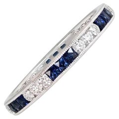 0.40ct Diamond & 0.77ct Natural Sapphire Eternity Band Ring, Platinum