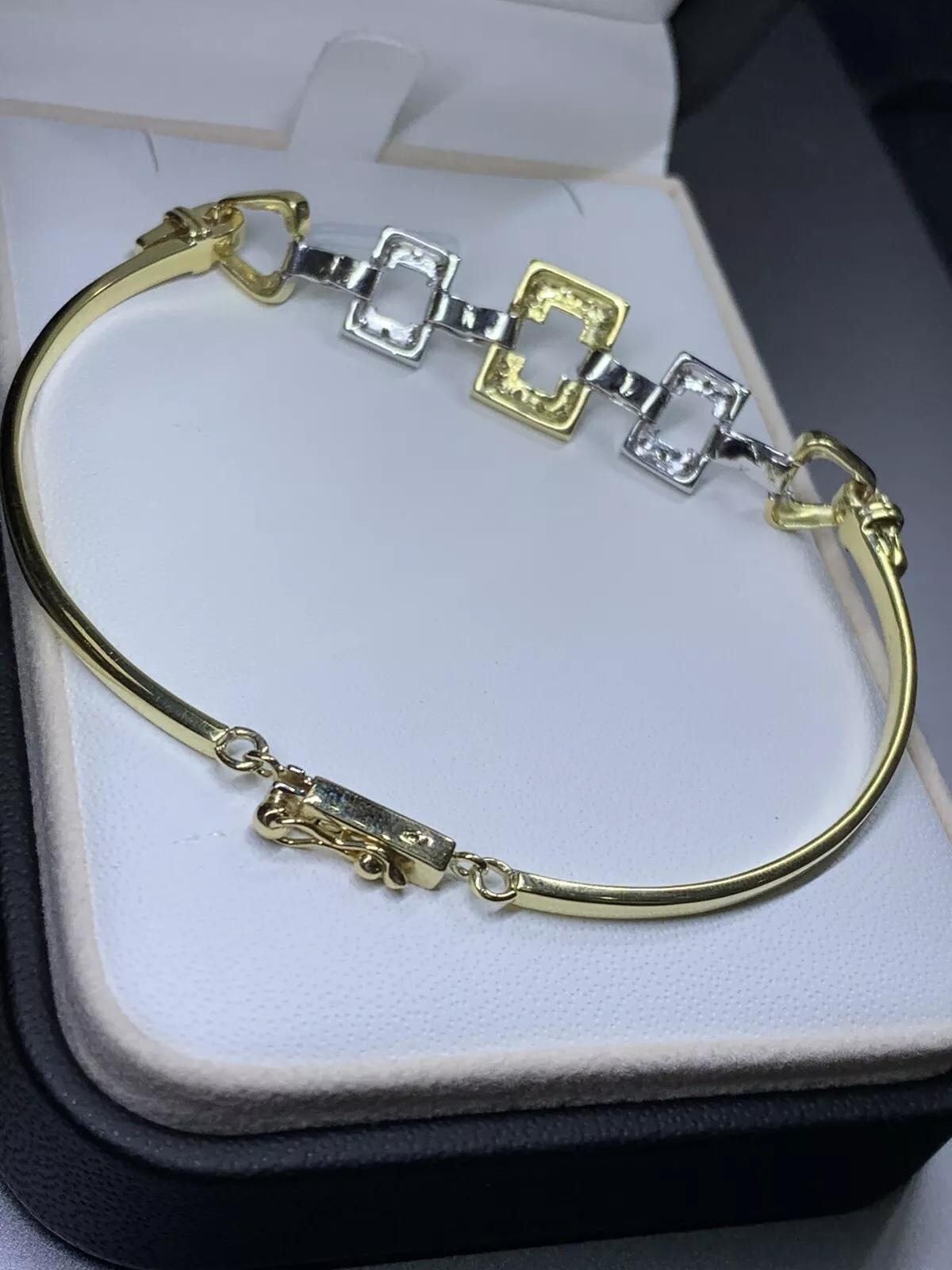 0.40ct Diamond bangle bracelet in 18ct yellow and white gold 7 inches 14.1g For Sale 2