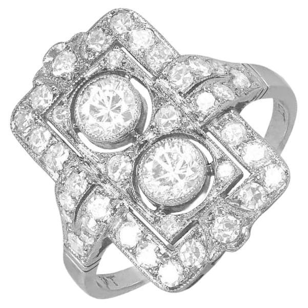 0.40ct Diamond Engagement Ring, I Color, Diamond Halo, Platinum