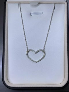 0.40ct Diamond heart large pendant necklace 18ct white gold