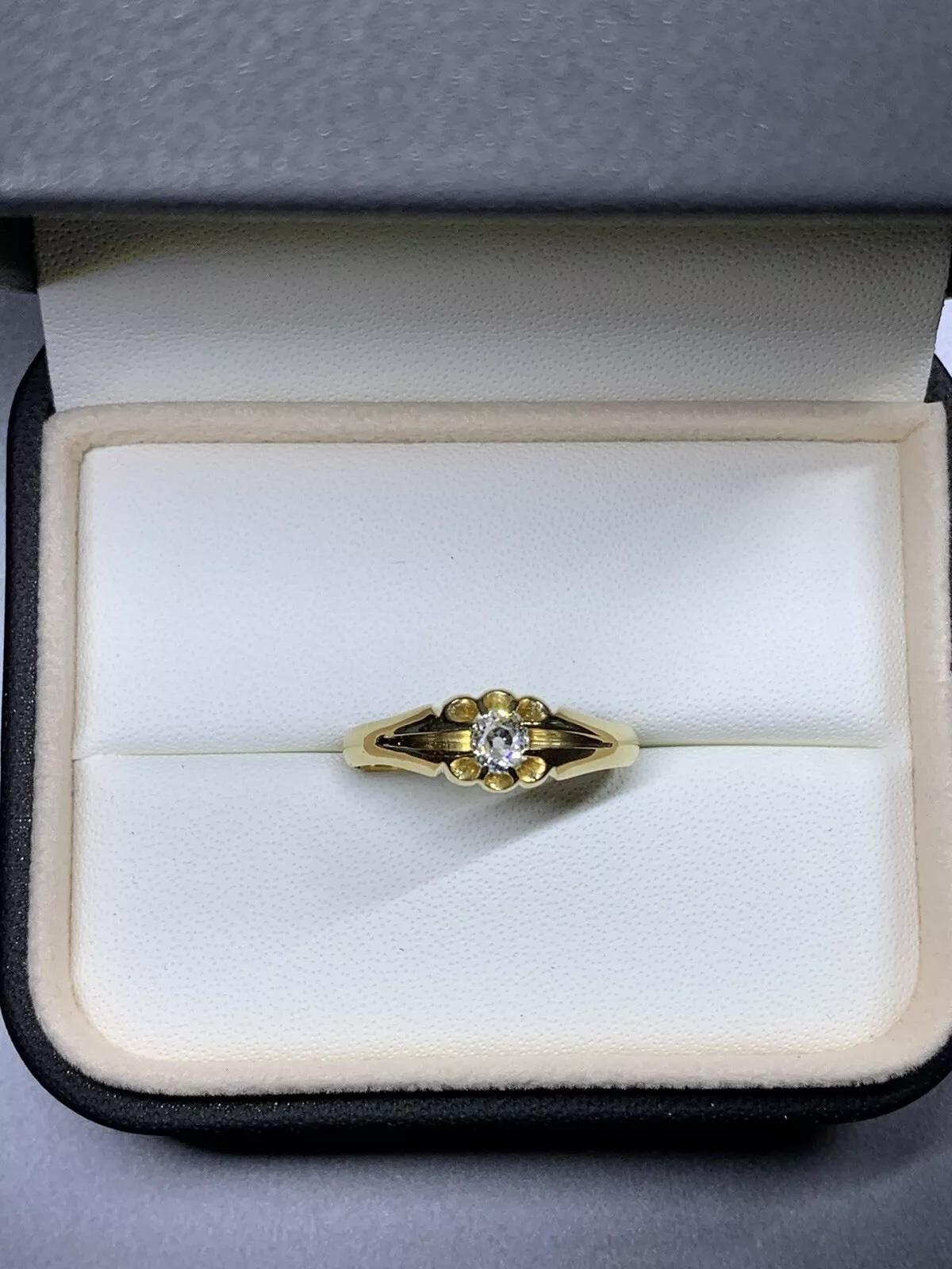 0.40ct Diamond Old Cut Solitaire Engagement Ring In 18ct Yellow Gold In New Condition For Sale In London, GB