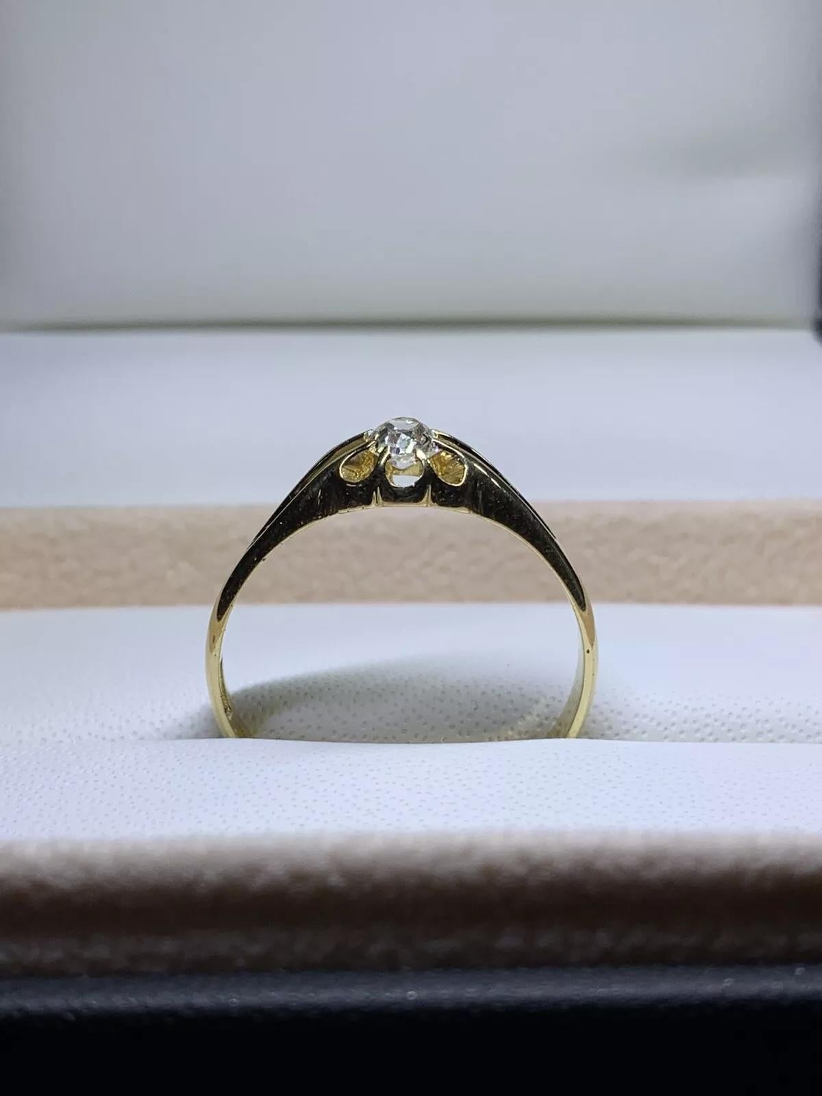 0.40ct Diamond Old Cut Solitaire Engagement Ring In 18ct Yellow Gold For Sale 1