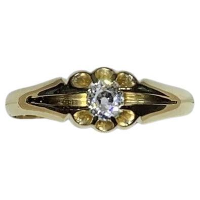 Anello di fidanzamento solitario con diamante taglio antico da 0,40 carati in oro giallo 18 carati