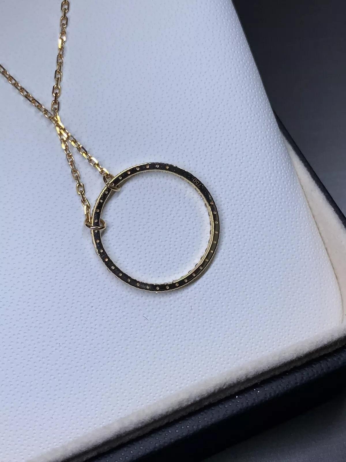 Round Cut 0.40ct Diamond round circle eternity pendant necklace in 18k rose gold 18 inches For Sale