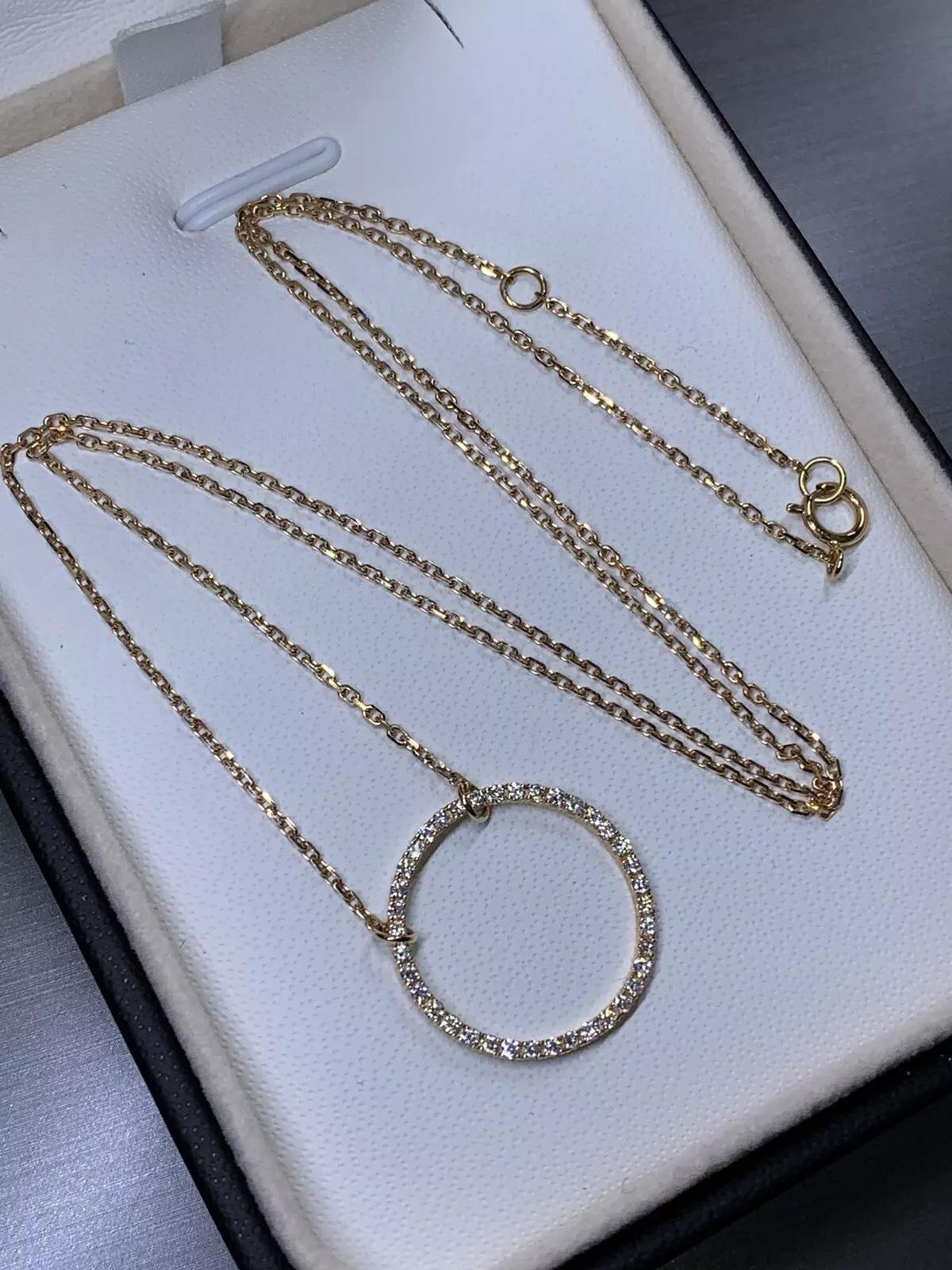 0.40ct Diamond round circle eternity pendant necklace in 18k rose gold 18 inches In New Condition For Sale In London, GB