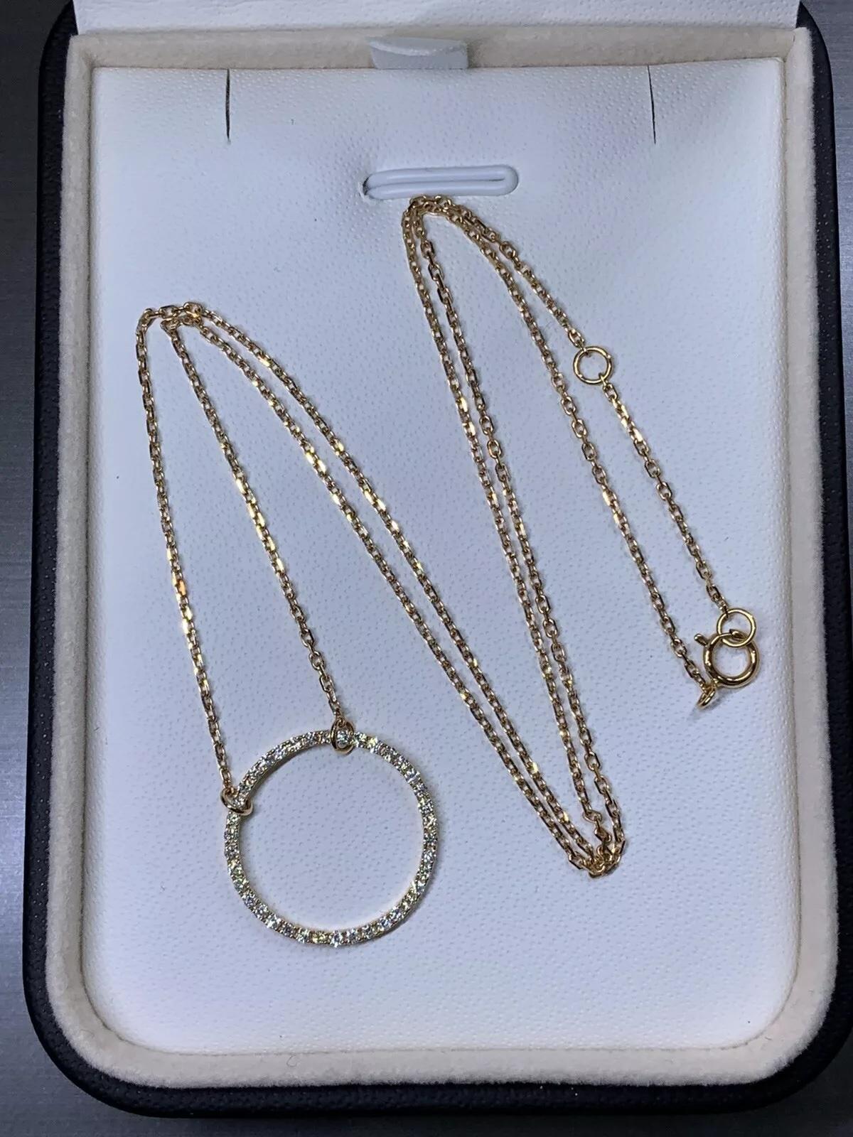 Women's or Men's 0.40ct Diamond round circle eternity pendant necklace in 18k rose gold 18 inches For Sale