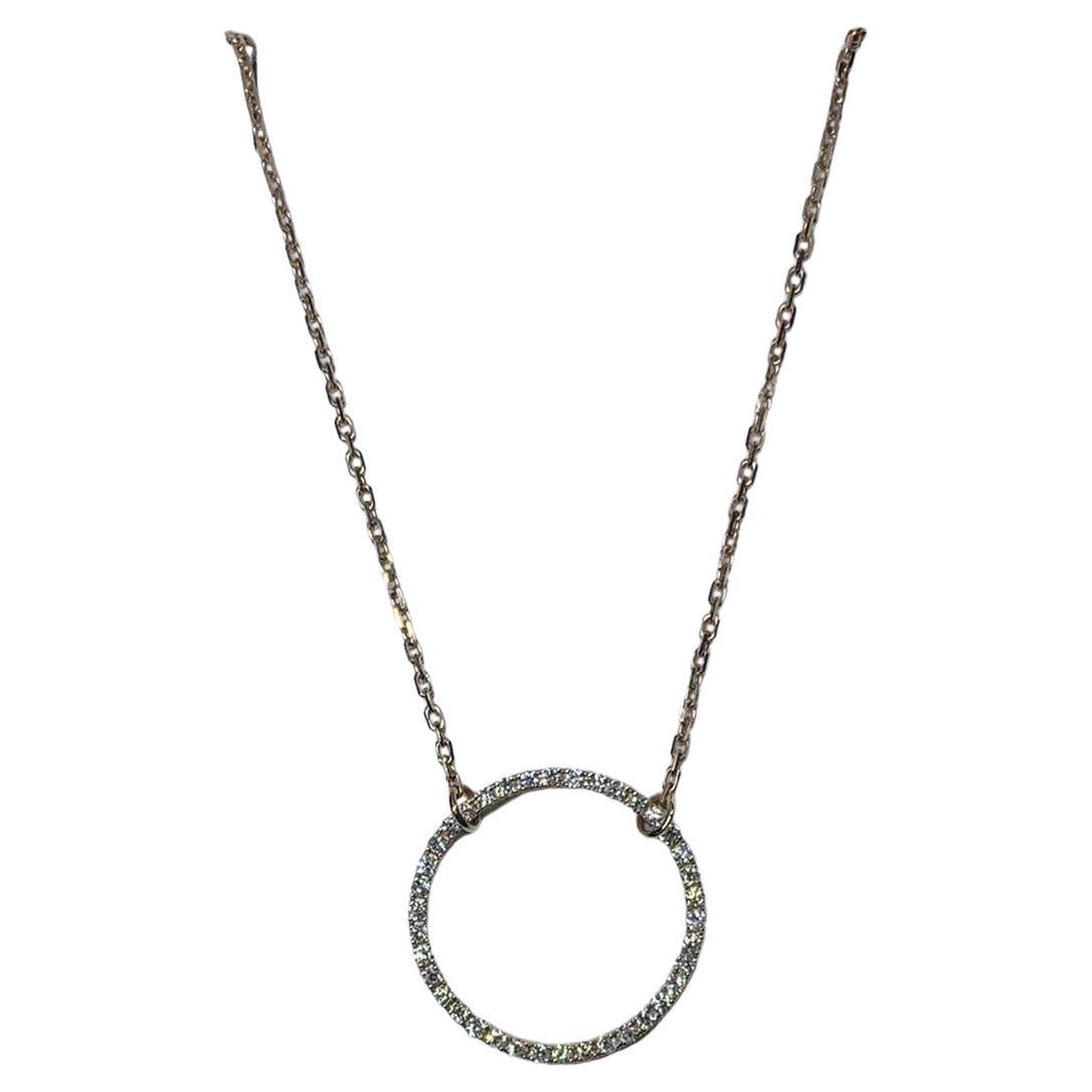 0.40ct Diamond round circle eternity pendant necklace in 18k rose gold 18 inches For Sale