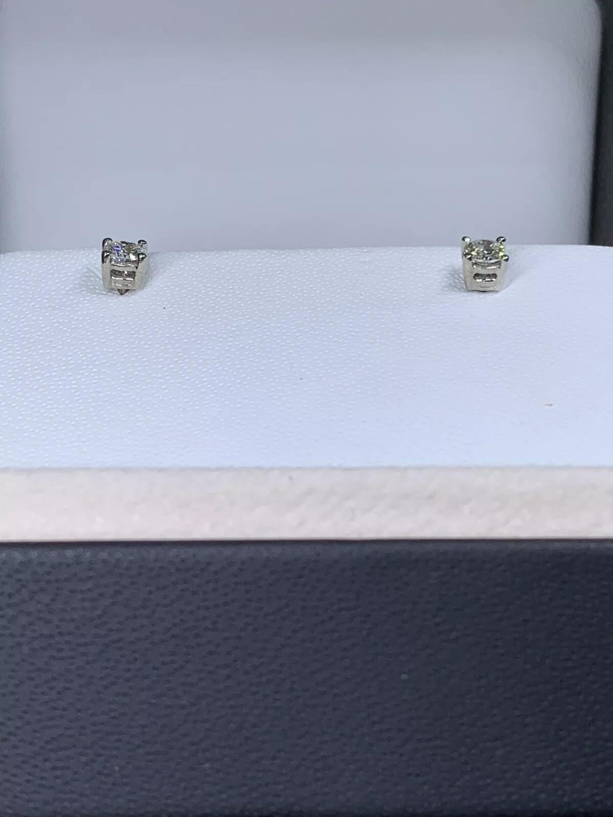 Round Cut 0.40ct Diamond Solitaire Stud Earrings 18ct White Gold D VS1 For Sale
