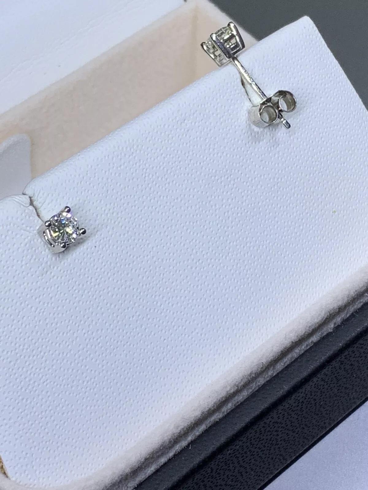 0.40ct Diamond Solitaire Stud Earrings 18ct White Gold D VVS1 For Sale 1