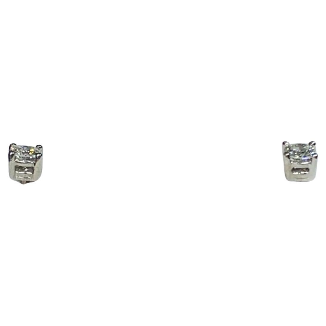 0.40ct Diamond Solitaire Stud Earrings 18ct White Gold D VVS1